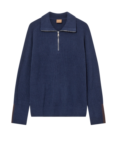 Mos Mosh Gallery Porter soft quater-zip knit navy