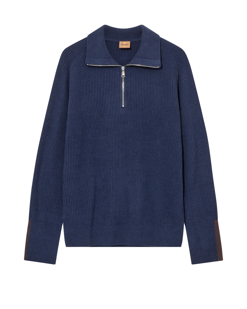 Mos Mosh Gallery Porter soft quater-zip knit navy