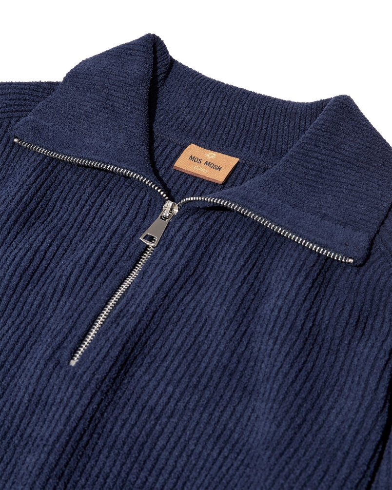 Mos Mosh Gallery Porter soft quater-zip knit navy