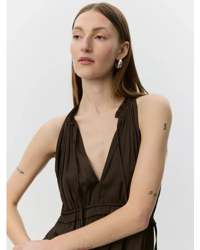 Sofie Schnoor Mel halter neck maxi dress intense brown
