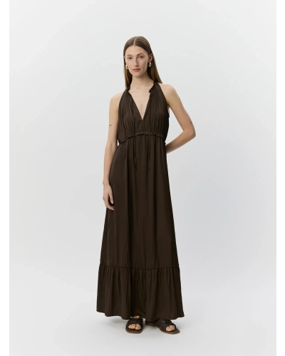 Sofie Schnoor Mel halter neck maxi dress intense brown
