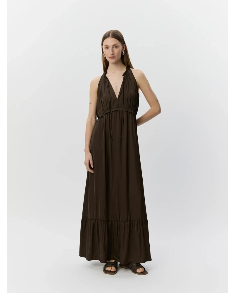 Sofie Schnoor Mel halter neck maxi dress intense brown