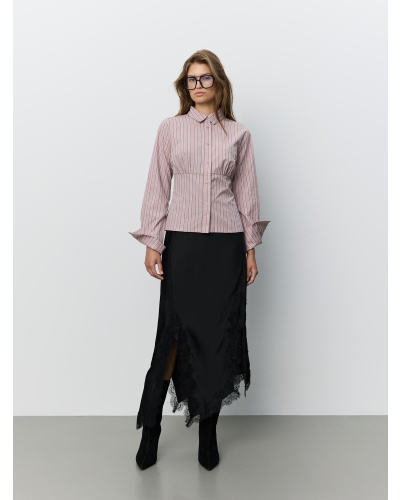 Sofie Schnoor Lianu striped fitted shirt dusty plum striped