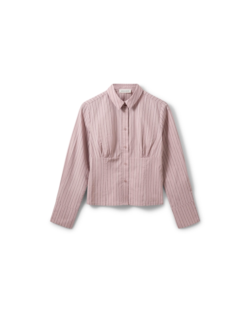 Sofie Schnoor Lianu striped fitted shirt dusty plum striped