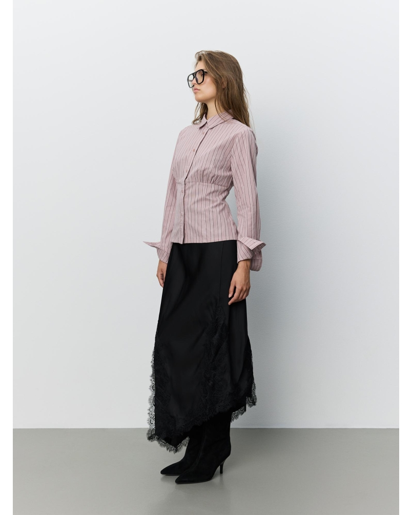 Sofie Schnoor Lianu striped fitted shirt dusty plum striped