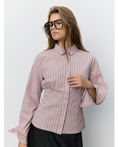 Sofie Schnoor Lianu striped fitted shirt dusty plum striped