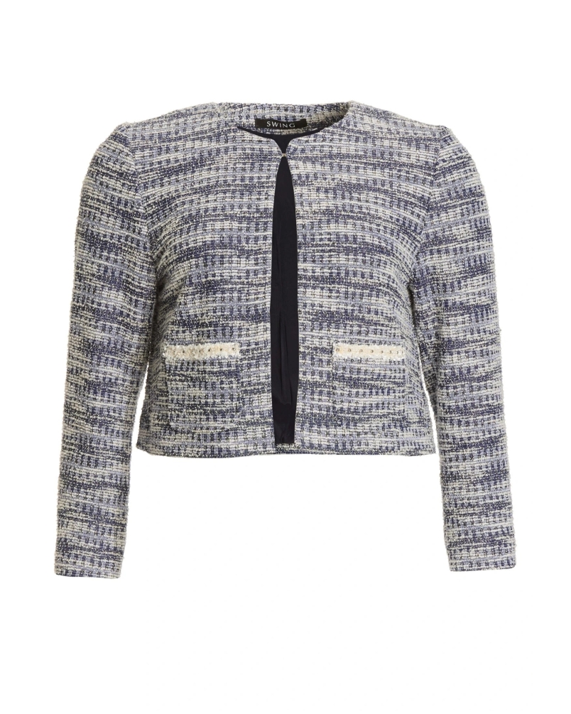 Swing Boxy bouclé jacket navy ivory navy/ivory
