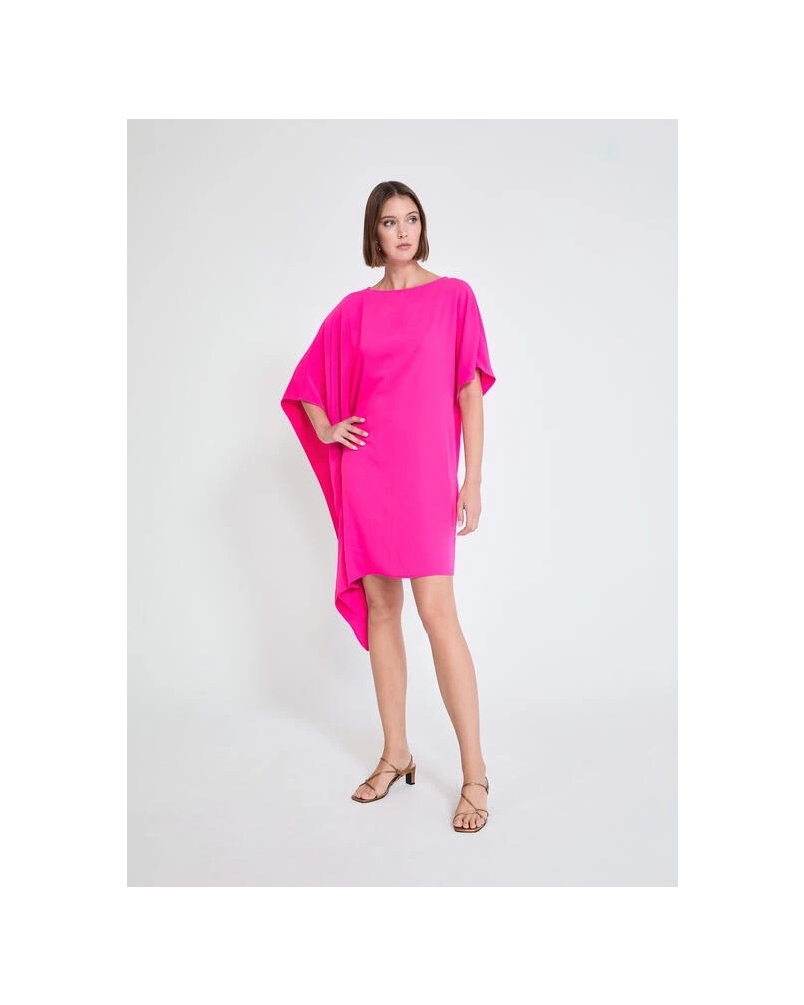 Lola Casademunt Cape sleeve short dress fuchsia fucsia