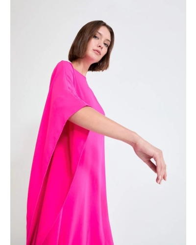 Lola Casademunt Cape sleeve short dress fuchsia fucsia