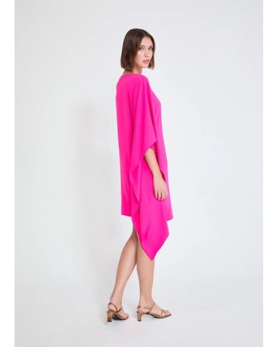 Lola Casademunt Cape sleeve short dress fuchsia fucsia