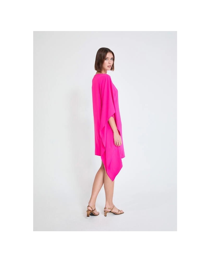 Lola Casademunt Cape sleeve short dress fuchsia fucsia