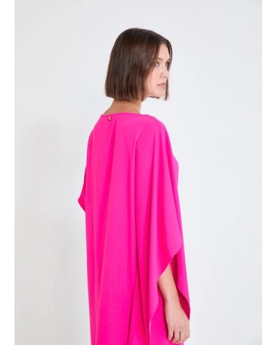 Lola Casademunt Cape sleeve short dress fuchsia fucsia
