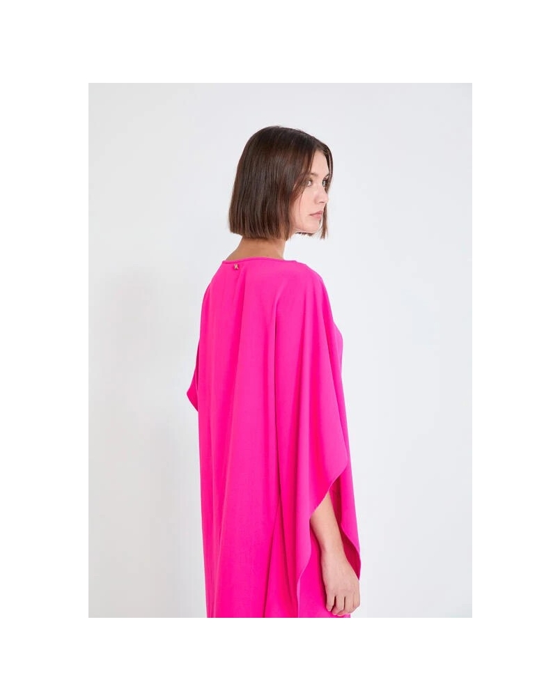 Lola Casademunt Cape sleeve short dress fuchsia fucsia