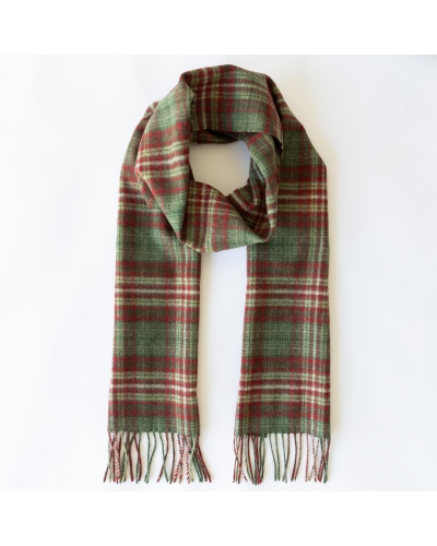 John Hanly Irish wool scarf mixed green/red check
