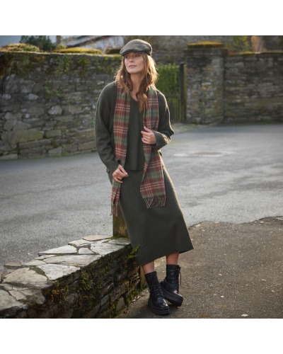John Hanly Irish wool scarf mixed green/red check