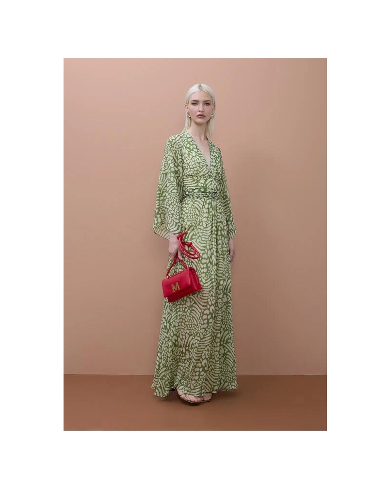 Lola Casademunt By Maite Long printed dress ecru/green