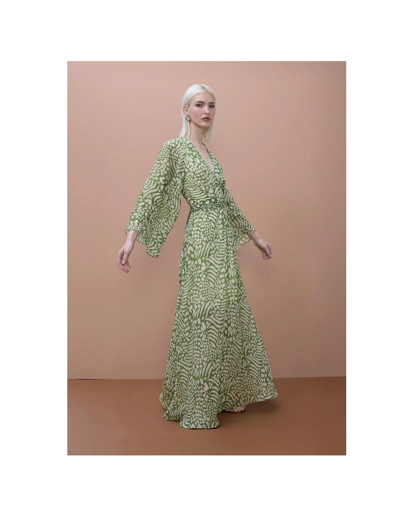 Lola Casademunt By Maite Long printed dress ecru/green