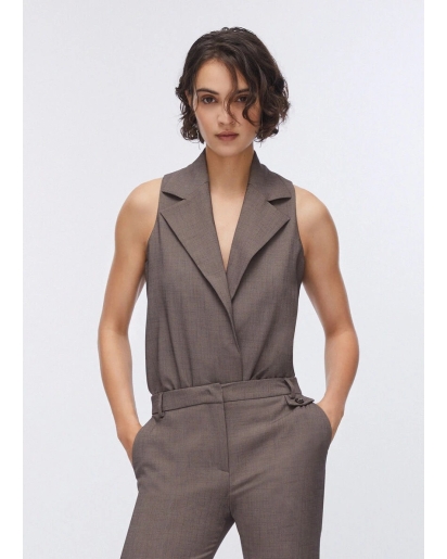 LIU.JO Liu Jo Mélange vest bodysuit brown