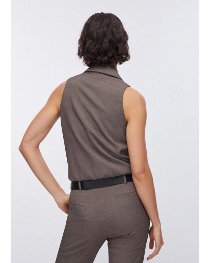 LIU.JO Liu Jo Mélange vest bodysuit brown