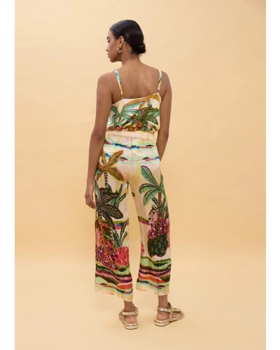 Lola Casademunt Palm tree printed trousers ecru/multicolor