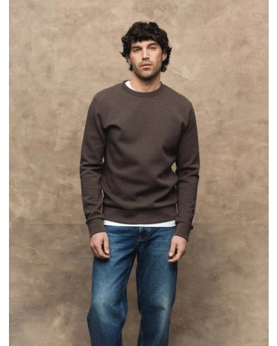 Mos Mosh Gallery Abel Crew Neck Sweat chocolate brown melange