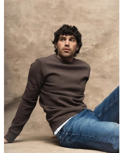 Mos Mosh Gallery Abel Crew Neck Sweat chocolate brown melange