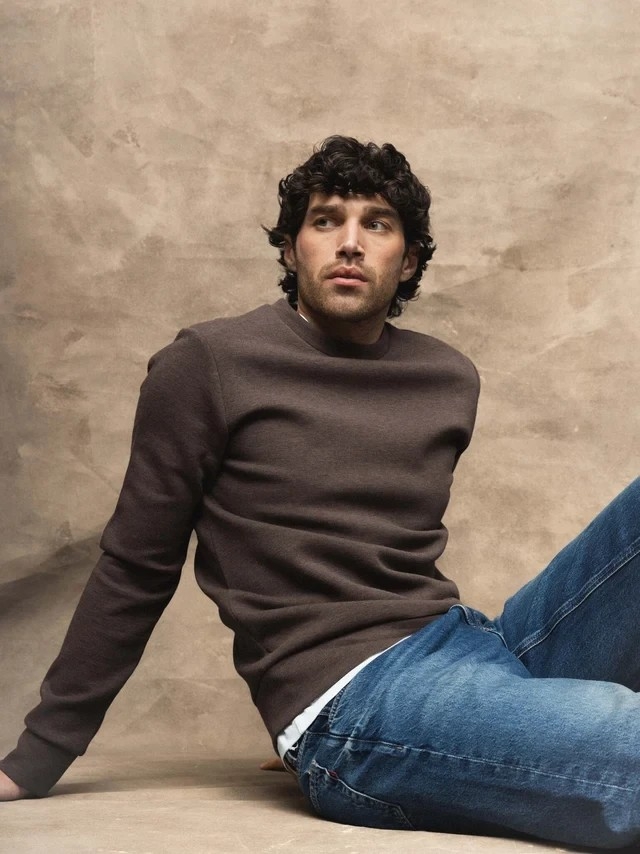 Mos Mosh Gallery Abel Crew Neck Sweat chocolate brown melange