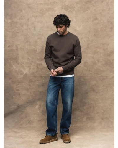Mos Mosh Gallery Abel Crew Neck Sweat chocolate brown melange