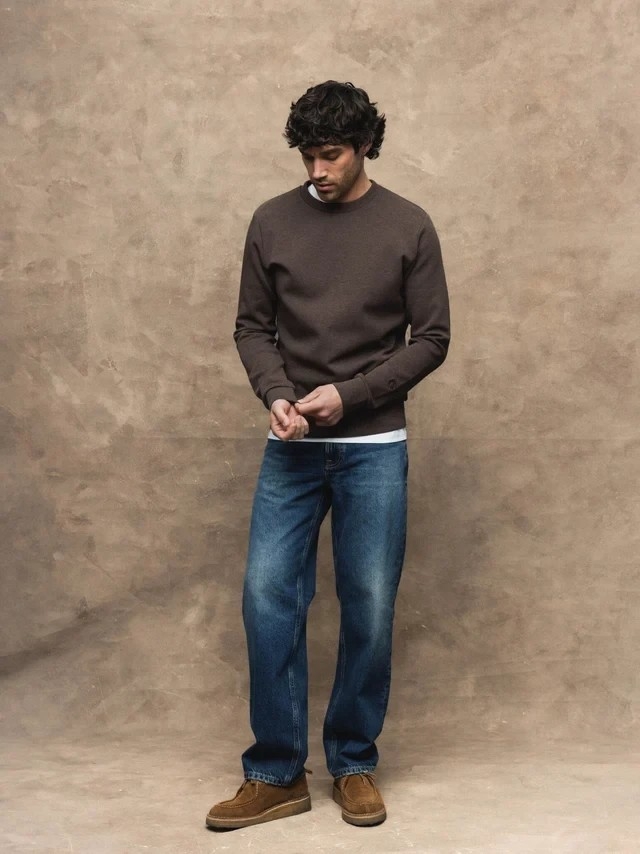 Mos Mosh Gallery Abel Crew Neck Sweat chocolate brown melange