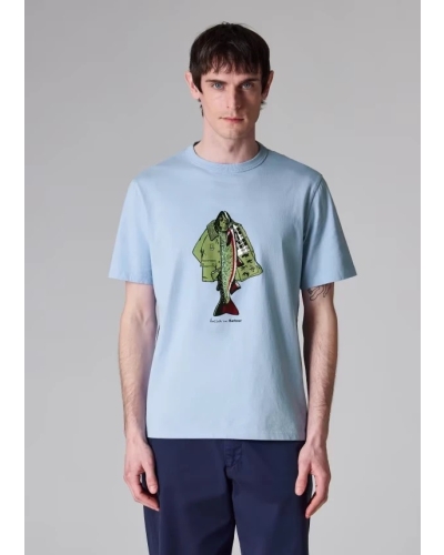 Barbour x Paul Smith Fishing jacket print t-shirt mid blue