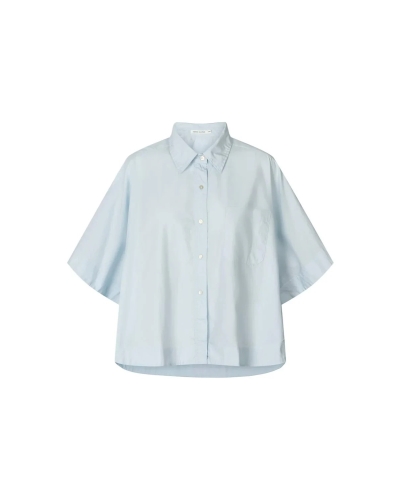 Rabens Saloner Berte poplin curved shirt light blue