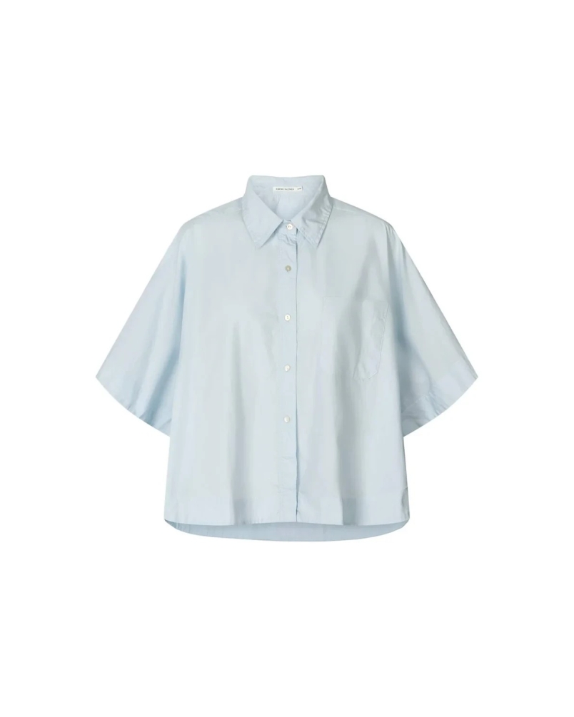 Rabens Saloner Berte poplin curved shirt light blue
