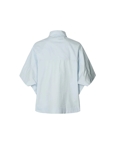 Rabens Saloner Berte poplin curved shirt light blue