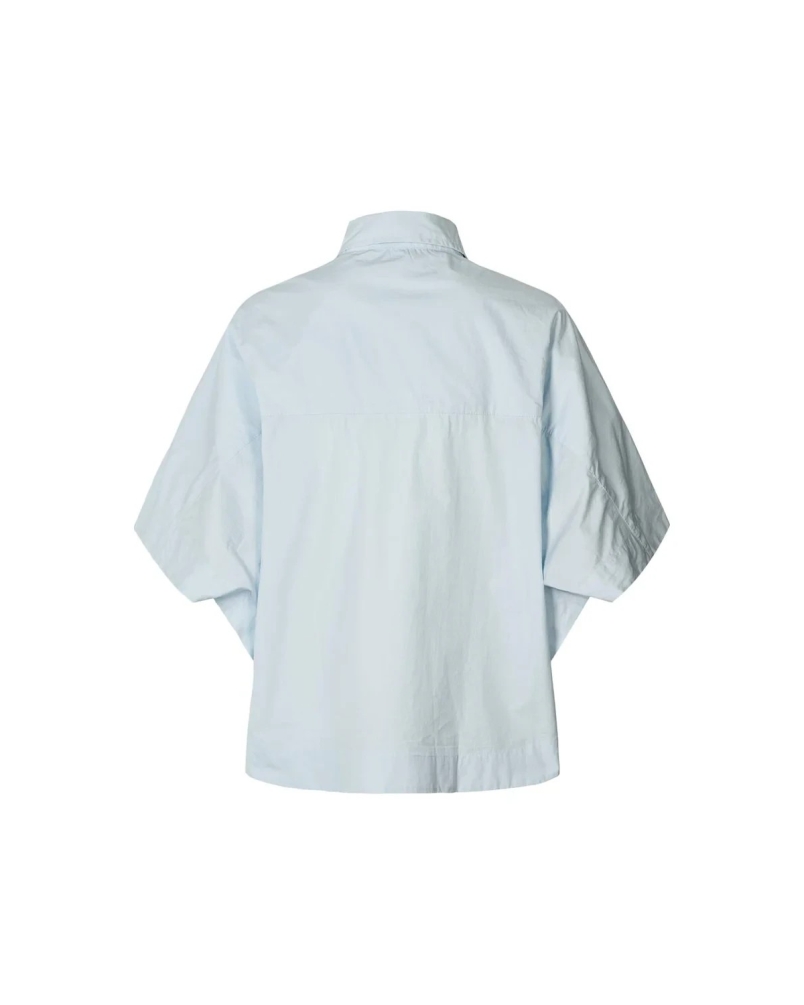 Rabens Saloner Berte poplin curved shirt light blue
