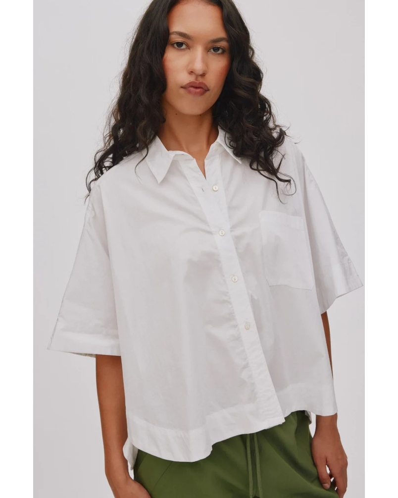 Rabens Saloner Berte poplin curved shirt light blue