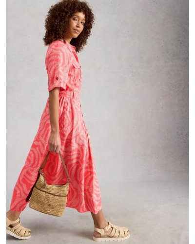 White Stuff Tiff shirt midi dress coral coral ml