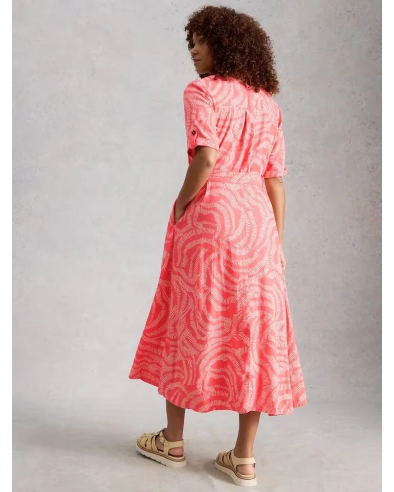 White Stuff Tiff shirt midi dress coral coral ml