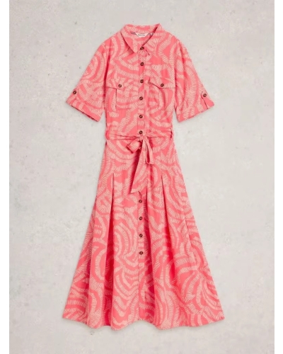 White Stuff Tiff shirt midi dress coral coral ml