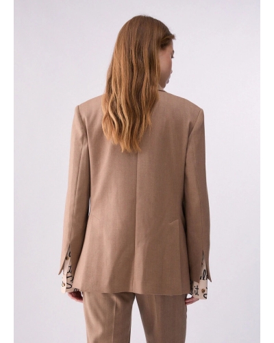 Liu Jo Herringbone fabric blazer beige.