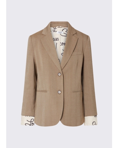 Liu Jo Herringbone fabric blazer beige.