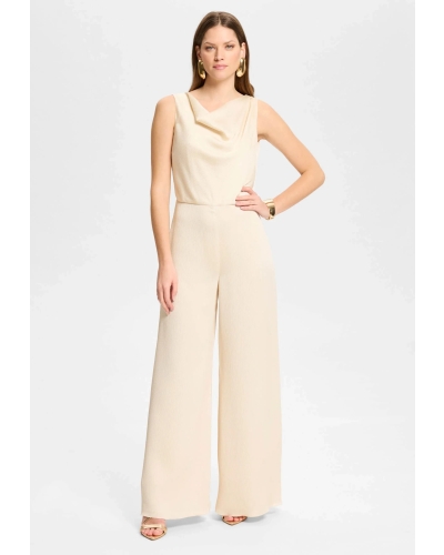 Swing Jumpsuit with waterfall neckline champgne beige