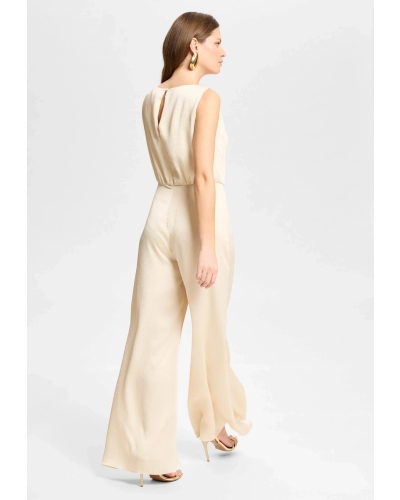 Swing Jumpsuit with waterfall neckline champgne beige