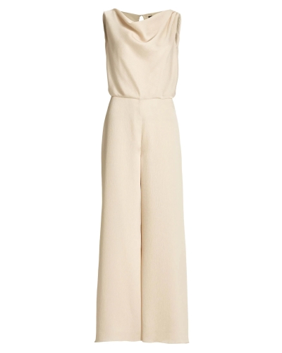 Swing Jumpsuit with waterfall neckline champgne beige