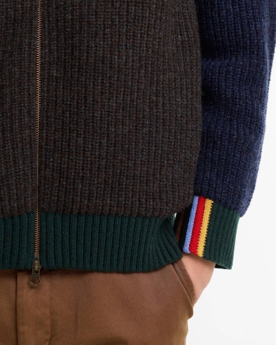 Babour x Paul Smith Gamefair cardigan russet