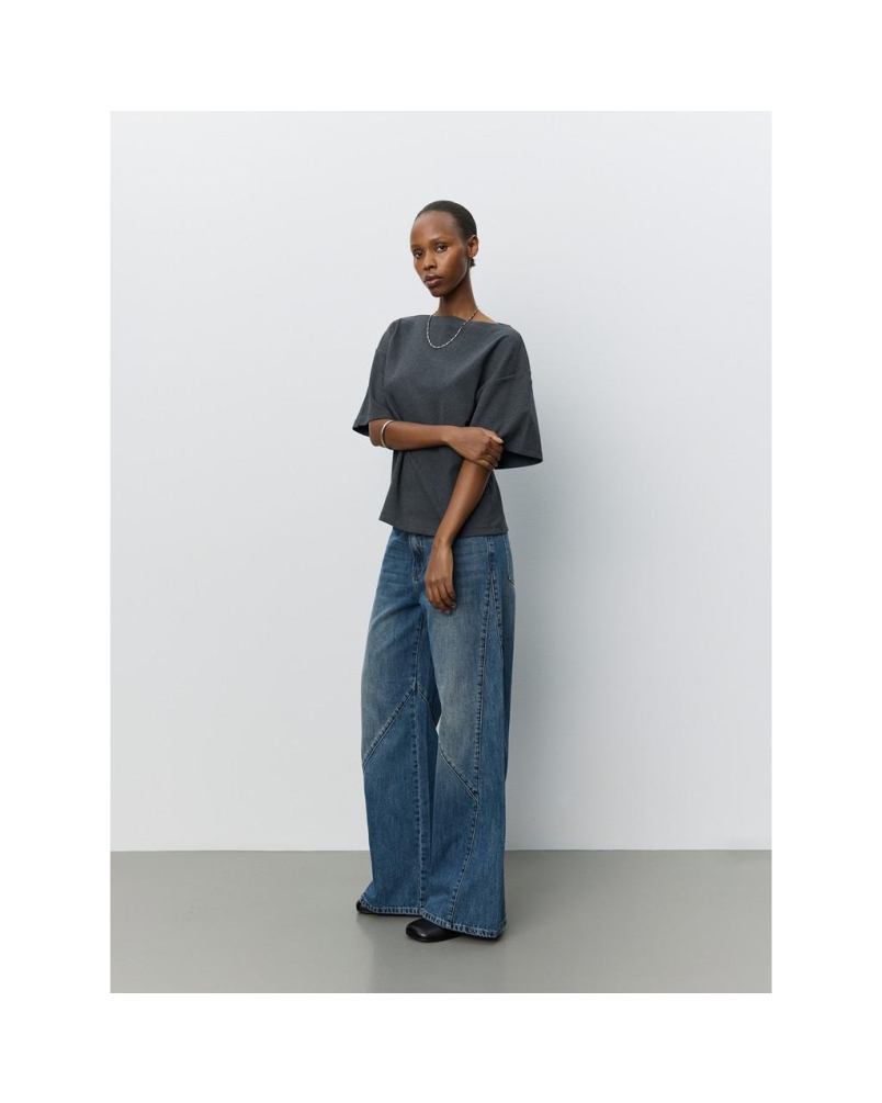 Sofie Schnoor Tea boatneck t-shirt dark grey melange