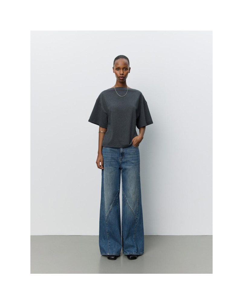 Sofie Schnoor Tea boatneck t-shirt dark grey melange
