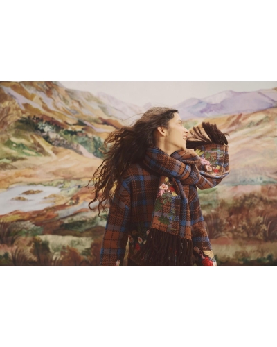 Barbour x Farm Rio Angelonia knitted scarf tropical tea tartan