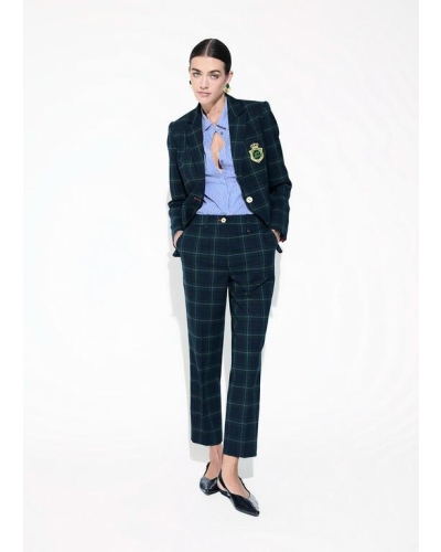 Lola Casademunt Barcelona fit plaid pants azul-verde