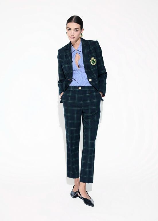 Lola Casademunt Barcelona fit plaid pants azul-verde