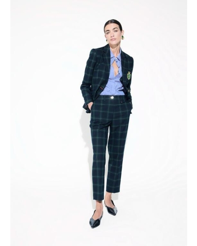 Lola Casademunt Barcelona fit plaid pants azul-verde